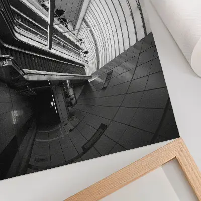 Poster moderne Architektur mit Rolltreppe im Innenraum