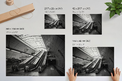 Poster Moderne Architektur, Rolltreppe im Innenraum