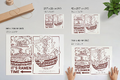 Kunstdruck poster Ramen im Comic-Stil mit Dampf