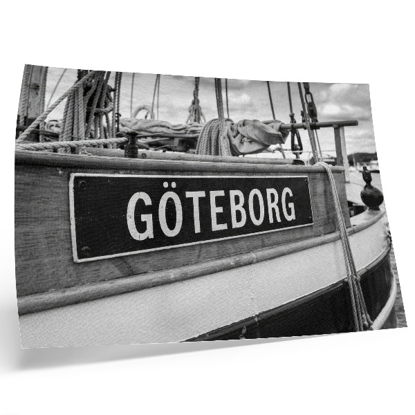 Poster kunstdruck Detail eines schwarz-weißen Retro-Bootes