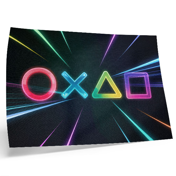 Poster kunstdruck Neonfarbene geometrische Formen in Bewegung