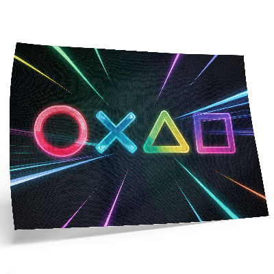 Poster kunstdruck Neonfarbene geometrische Formen in Bewegung