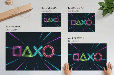 Kunstdruck Poster mit futuristischen Neonformen in dynamischen Farben