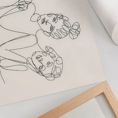 Poster schwarz-weiße Linien mit feinen und intimen Figuren