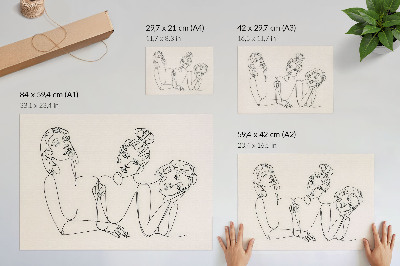 Poster Schwarz-Weiß-Linien, Feinheit, Intimität der Figuren