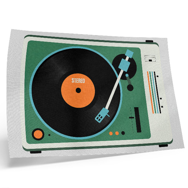 Poster kunstdruck Retro-Grammophon mit kontrastierenden geometrischen Farben