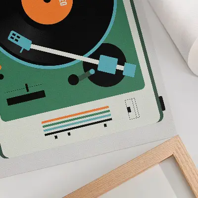 Kunstdruck Retro-Grammophon mit kontrastierenden geometrischen Farben