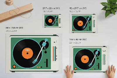 Poster kunstdruck Retro-Grammophon mit kontrastierenden geometrischen Farben