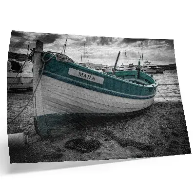 Kunstdruck Poster mit Motiv Boot am Strand für Frieden, Träume und Abenteuer