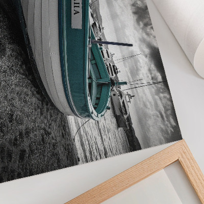 Kunstdruck poster Boot am Strand, Frieden, Traum, Abenteuer
