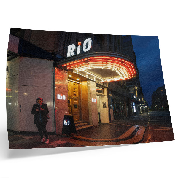 Poster Retro-Kino-Neonlichter, rot-cremefarben