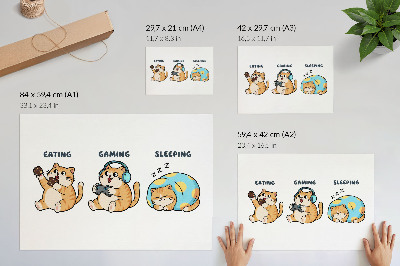 Poster kunstdruck Lustige Katzenillustrationen, süß und lustig