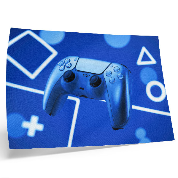 Kunstdruck poster Gamecontroller blauer geometrischer Hintergrund