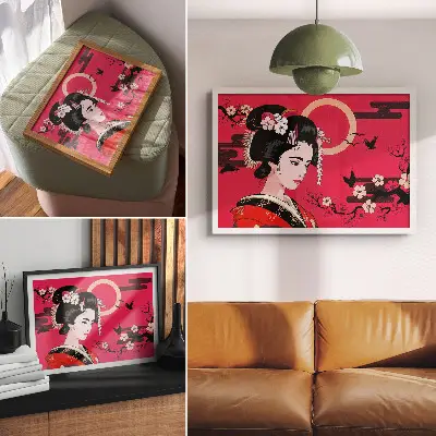 Kunstdruck orientalische Motive mit moderner Blumenkomposition