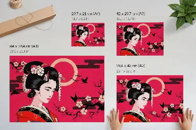 Kunstdruck orientalische Motive mit moderner Blumenkomposition
