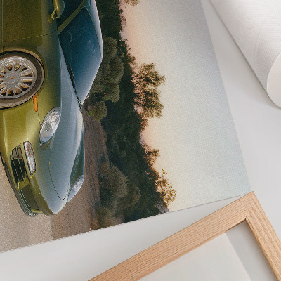 Kunstdruck poster Sportwagen, grüner Wüstensonnenuntergang