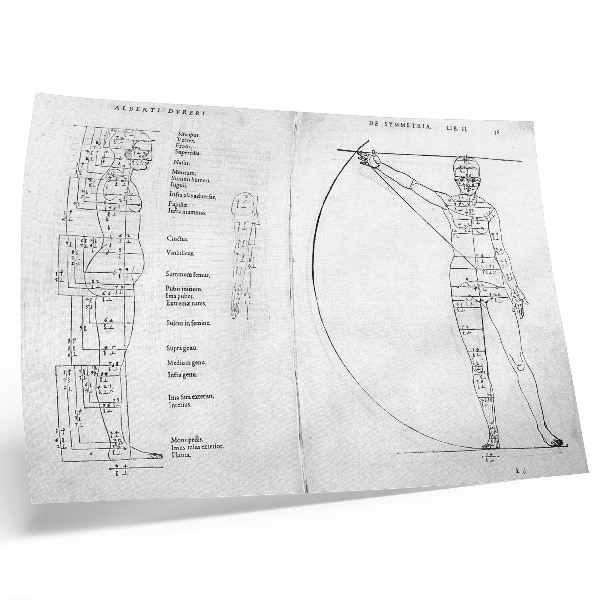 Kunstdruck poster Zeichnung eines Mannes in lateinischer Sprache nach der Version von Albrecht Dürer