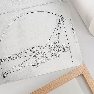 Kunstdruck Zeichnung eines Mannes nach Albrecht Dürer mit lateinischer Inschrift