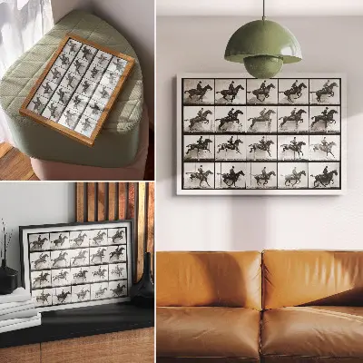 Poster Tierische Fortbewegung, Tafel 640 (1887), Reiten von Eadweard Muybridge