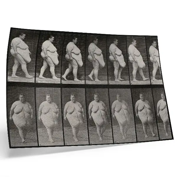 Poster Kunstdruck Übergewichtige Frau beim Gehen nach Eadweard Muybridge von 1887