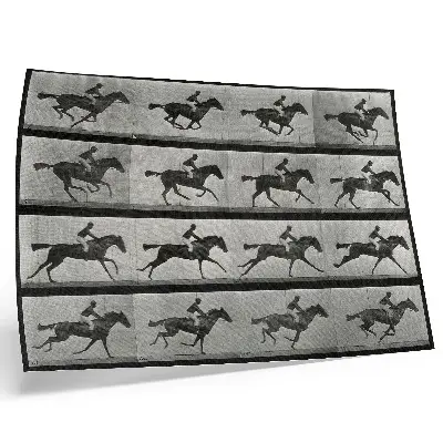 Kunstdruck Poster Galoppierendes Pferd mit Reiter nach einer Fotografie von Eadweard Muybridge aus dem Jahr 1887