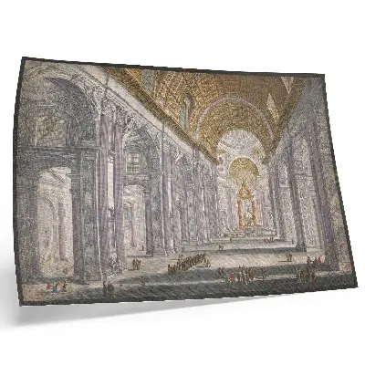 Poster Ansicht des Innenraums der Petersbasilika in der Vatikanstadt von Anonymous und Giovanni Battista Piranesi