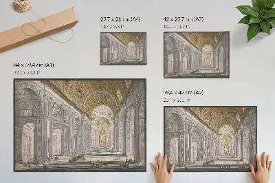 Poster Ansicht des Innenraums der Petersbasilika in der Vatikanstadt von Anonymous und Giovanni Battista Piranesi