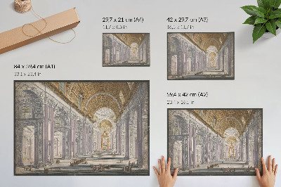Poster Gezicht über das Innere der Sint Pietersbasiliek im Vaticaanstad von Anonymous und Giovanni Battista Piranesi