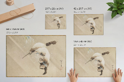 Poster Ein Fischer mit einem Netz im Schnee (ca. 1821) in hoher Auflösung von Katsushika Hokusai