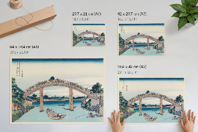 Poster kunstdruck Blick unter der Mannenbashi-Brücke in Fukagawa, 1985, von Katsushika Hokusai