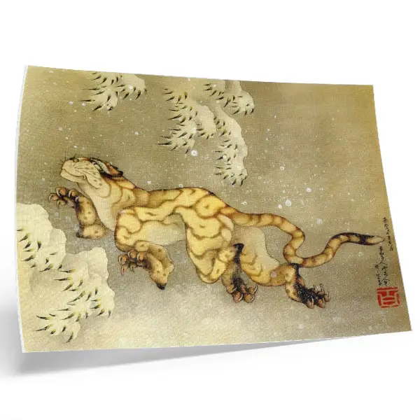 Kunstdruck Poster Tiger im Schnee von Katsushika Hokusai, 1849