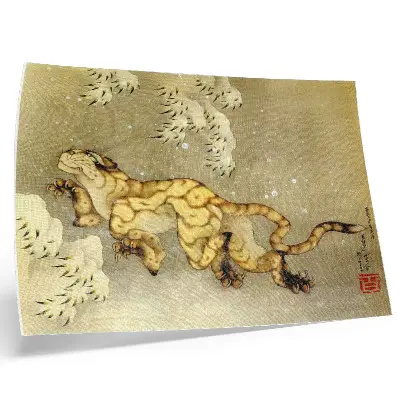 Kunstdruck Poster Tiger im Schnee von Katsushika Hokusai, 1849