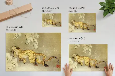 Kunstdruck Poster Tiger im Schnee von Katsushika Hokusai, 1849