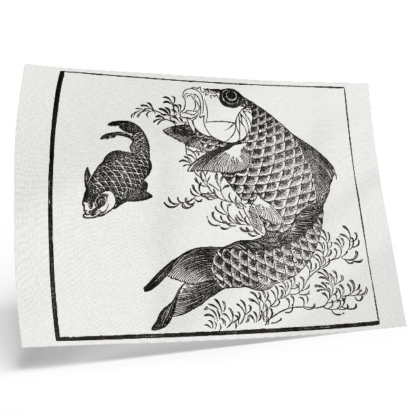 Poster Hokusais Karpfen, eine japanische Tierillustration