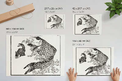Poster Hokusais Karpfen, eine japanische Tierillustration