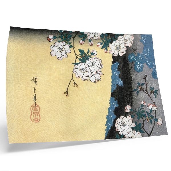 Kunstdruck poster Japanische Kirschblüten (1837) – historischer Holzschnitt von Utagawa Hiroshige