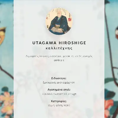 Kunstdruck Poster Japanische Kirschblüten aus dem Jahr 1837 als historischer Holzschnitt von Utagawa Hiroshige