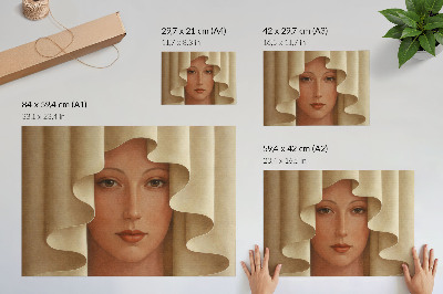 Kunstdruck poster Eine Frau in einem wellenförmigen Schleier