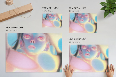 Kunstdruck poster Abstraktes Porträt mit farbenfrohen Formen