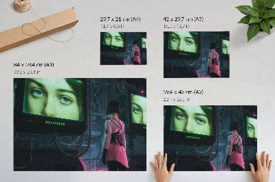 Poster Interaktion mit einem digitalen Bild einer Frau