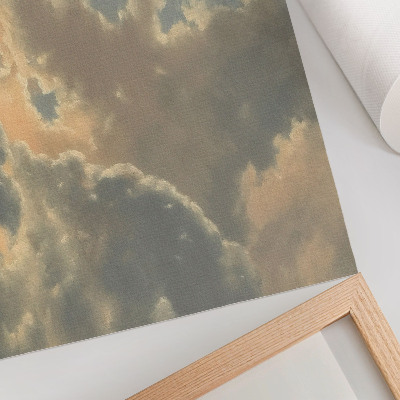 Poster kunstdruck Wolken am Himmel in Grau- und Beigetönen.