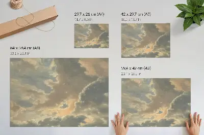 Kunstdruck mit Wolkenmotiv in Grau- und Beigetönen