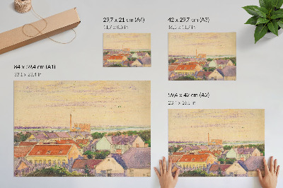 Poster Stadtansicht von Egon Schiele, Illustration