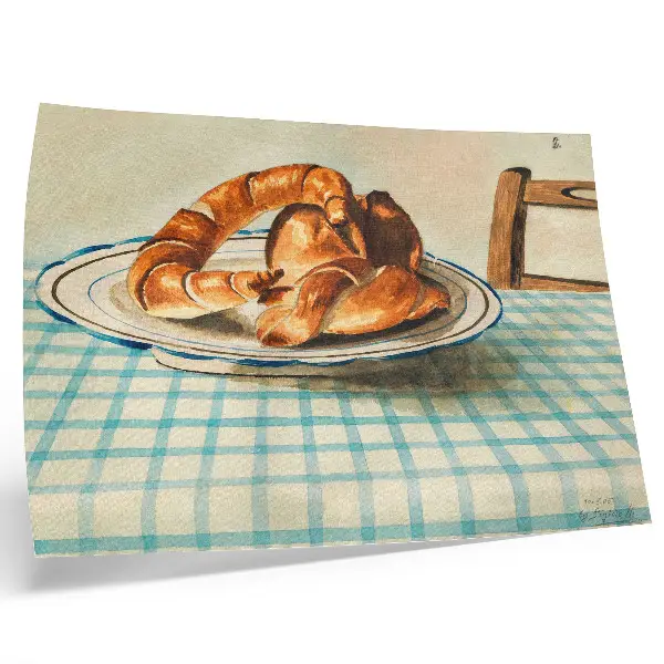 Kunstdruck Stillleben mit einem Teller Kuchen von Egon Schiele als hochwertiges Poster