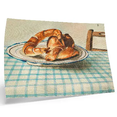 Kunstdruck Stillleben mit einem Teller Kuchen von Egon Schiele als hochwertiges Poster