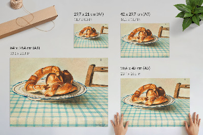 Poster kunstdruck Stillleben mit einem Teller Kuchen von Egon Schiele