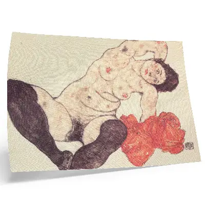 Weiblicher Akt mit gelbem Handtuch (1917) von Egon Schiele als Poster