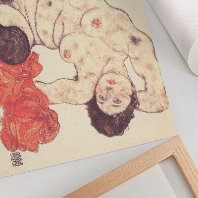Poster Weiblicher Akt mit gelbem Handtuch (1917) von Egon Schiele
