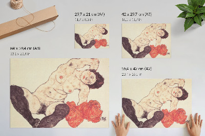 Poster Weiblicher Akt mit gelbem Handtuch (1917) von Egon Schiele