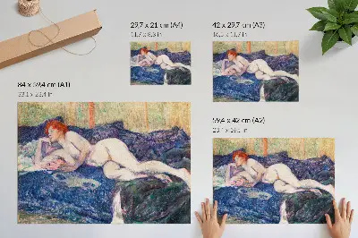 Kunstdruck Poster nackte Frau beim Entblößen der Brüste, erotische Vintage-Kunst von Henri de Toulouse-Lautrec